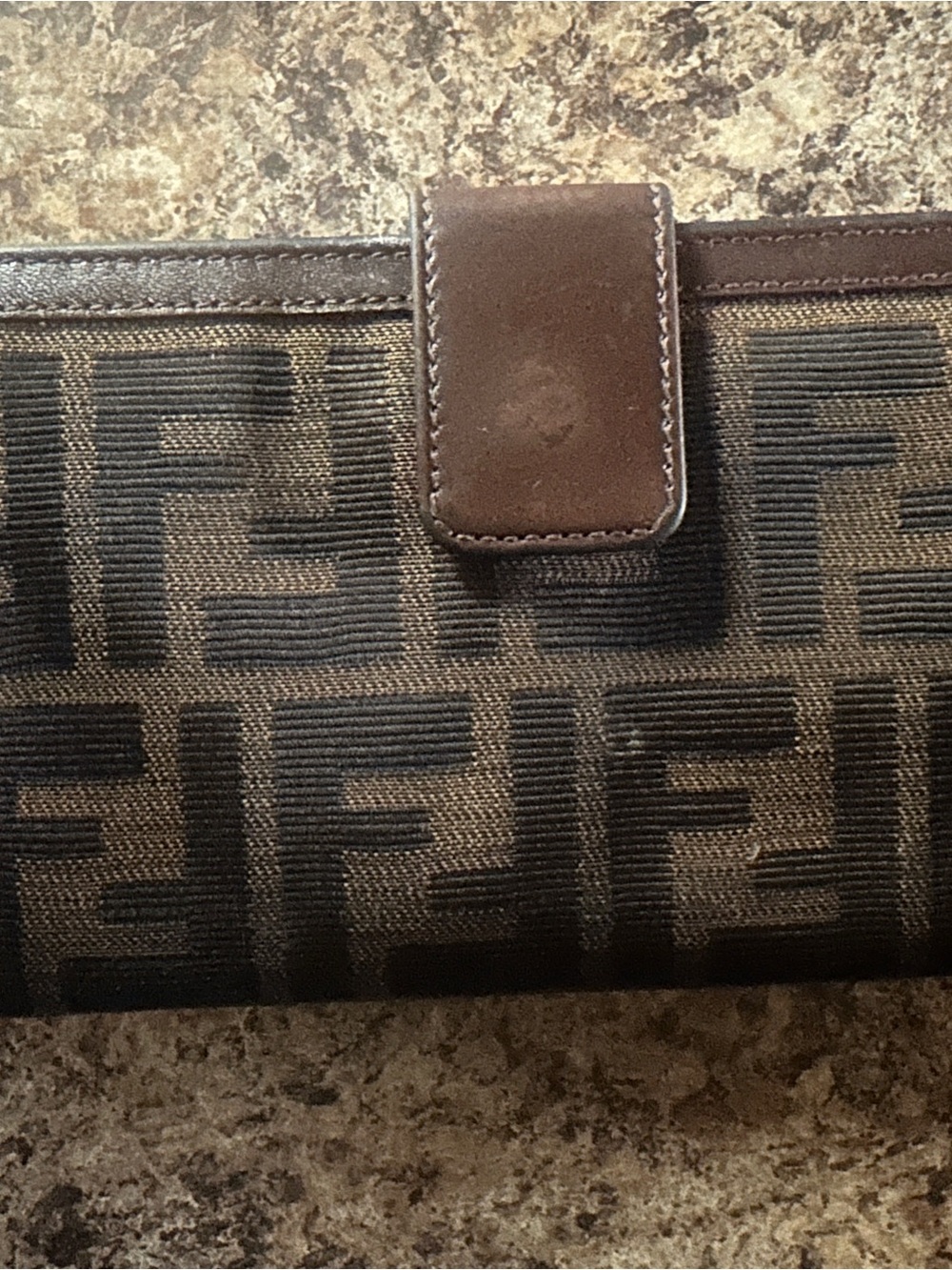 Fendi Brown and Dark Brown FF Monogram Folded Wallet